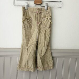 Vintage Toddler Girls Beige Corduroy Flare Pants 18 months
